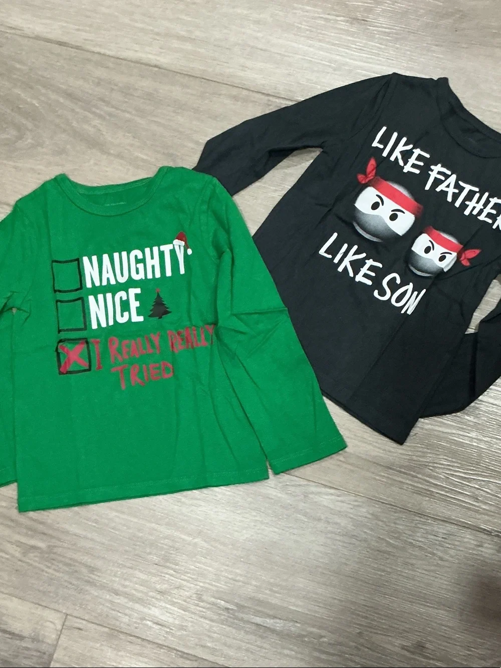The Children's Place Green & Black Holiday Long-Sleeve Graphic Tees